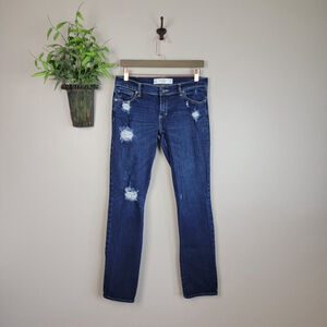 A&F 8 Erin Dark Wash Distressed Ripped Skinny Low Rise Jeans Abercrombie Fitch